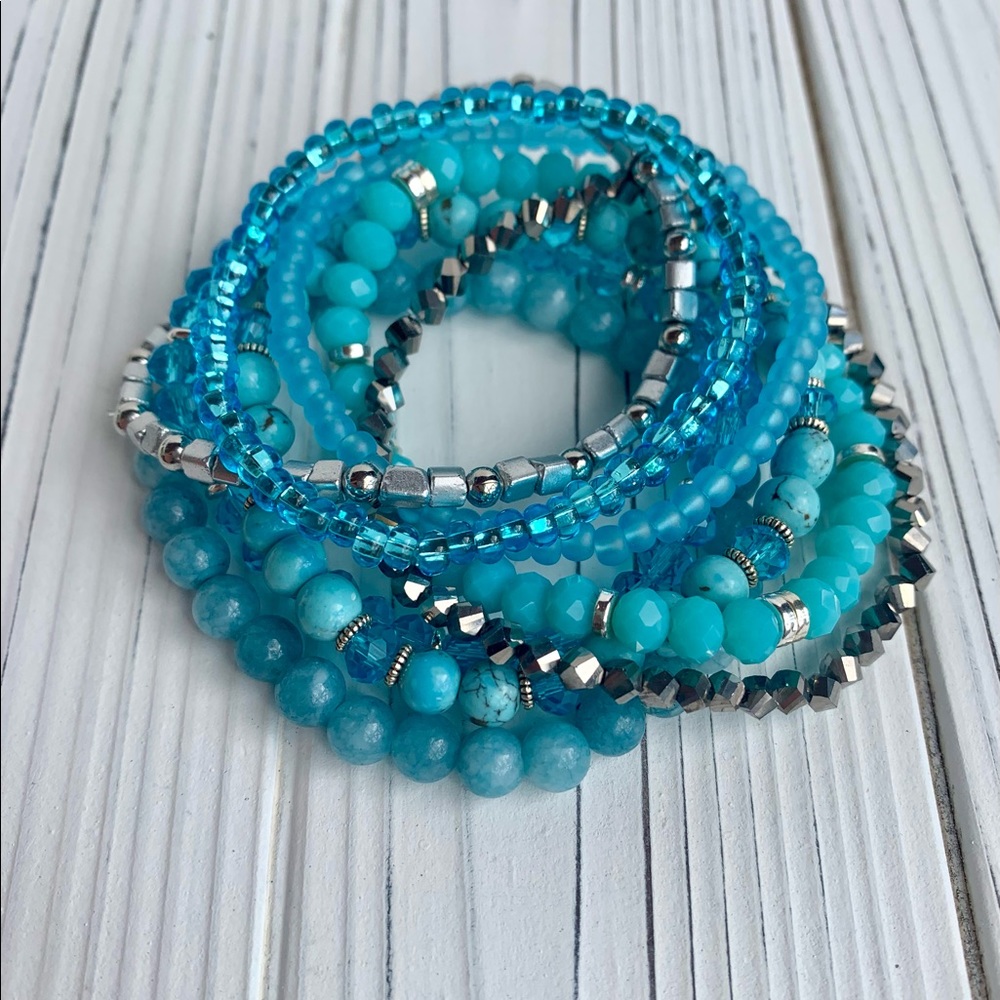 Blue and Silver Bracelet Set